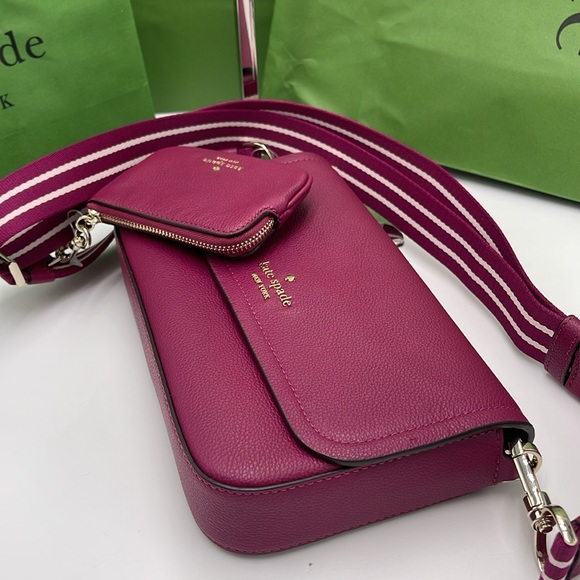 KATE SPADE Rosie Pebble Leather Small Flap Crossbody 
Dark Raspberry 
NWT - Picture 9 of 16